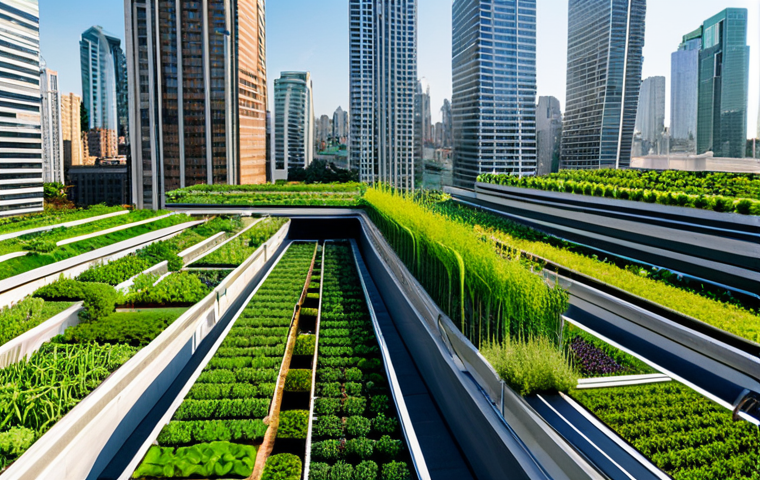 **Prompt 1: Urban Green Transformation**
A panoramic view of a vibrant, futuristic cityscape transformed by sustainable urban agriculture. Modern skyscrapers feature integrated vertical farms and lush rooftop gardens, overflowing with diverse plant life. Smart technology elements like subtle sensor arrays and automated irrigation systems are visible. Professional individuals, fully clothed in modest business attire, are seen observing and interacting with the green infrastructure, showcasing innovation and environmental stewardship. The city is bathed in bright, natural daylight, reflecting a clean and optimistic future. This image embodies sustainable urban development, safe for work, appropriate content, perfect anatomy, correct proportions, natural pose, well-formed hands, proper finger count, natural body proportions, high-quality professional photography.