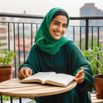 도시농업관리사 시험 준비 꿀팁 - **Prompt 1: Urban Agriculture Study and Personal Application**
    A young Arab woman, in her late 2...