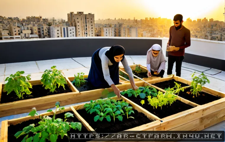 도시농업관리사와 텃밭 조성 기술 - Photorealistic urban agriculture specialist guiding a family as they build a raised vegetable garden...